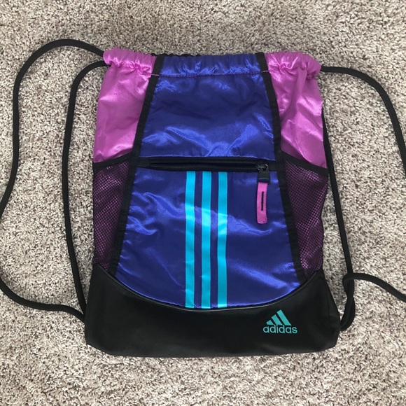 purple adidas drawstring bag